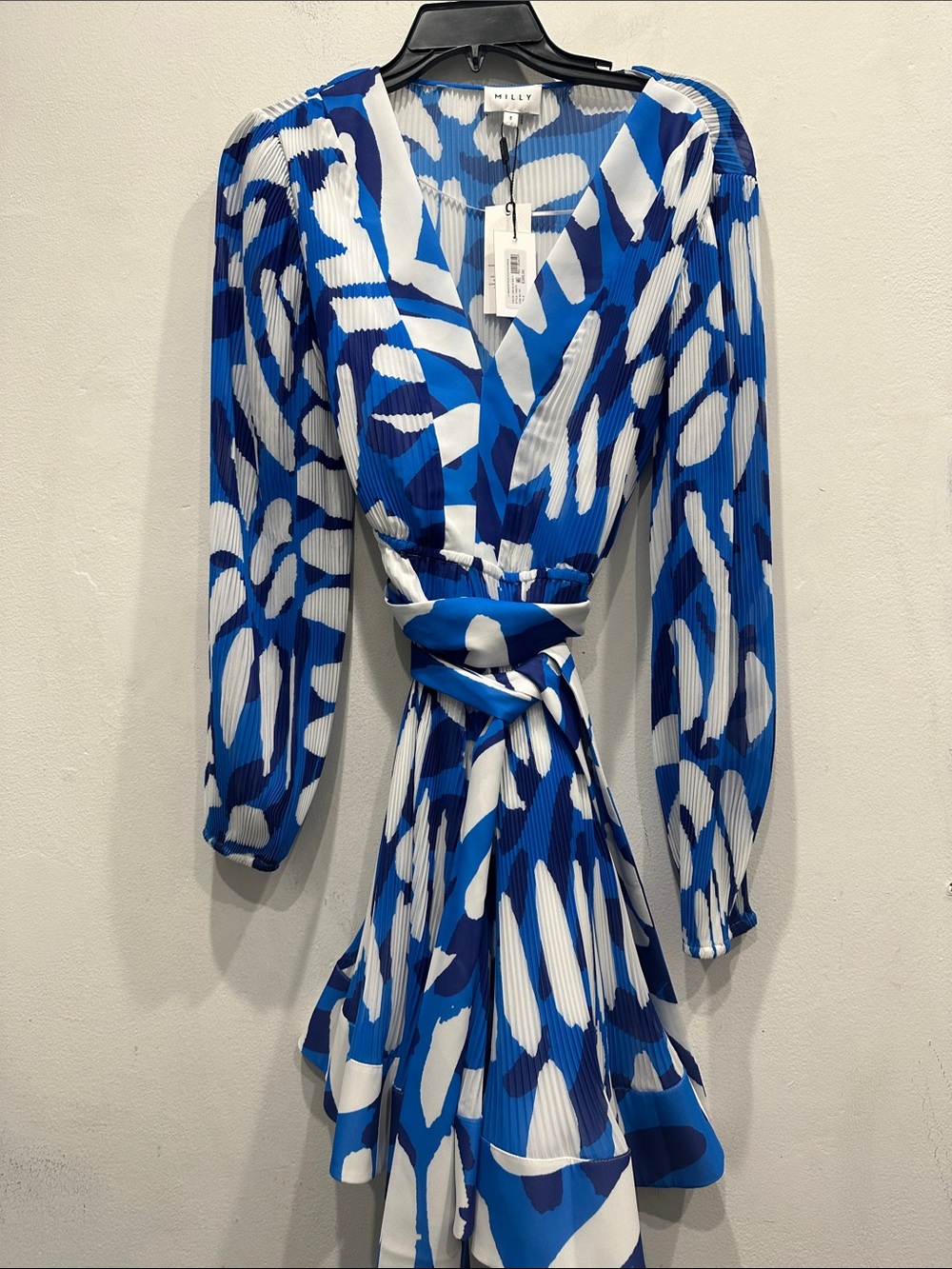 Milly Liv floral Pleated mini long sleeve dress NWT size 6 classic wedding - Picture 4 of 9